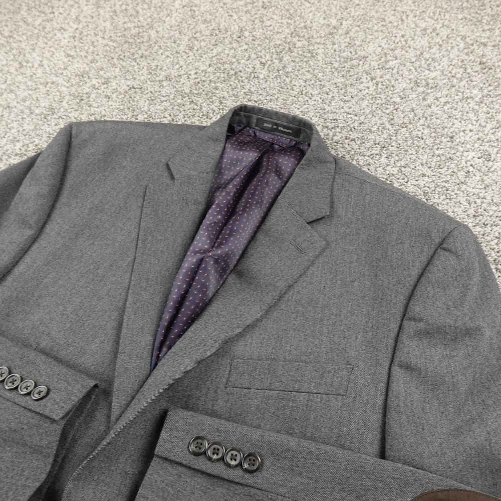 Chaps Blazer Mens 46R Gray Elbow Patch Button Sport Coat Suit Jacket Grandpa Top